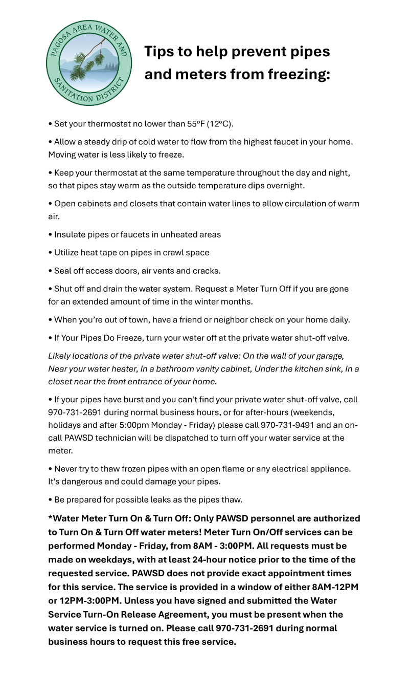 Tips to prevent pipes and meters from freezing